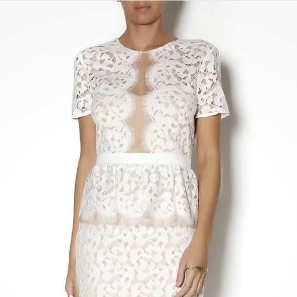 BCBGMaxAzria Tops - Bcbgmaxazria Lilia Scallop Lace Peplum Top